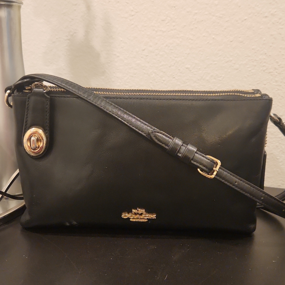 Coach Black Crossbody Bag with Gold Details